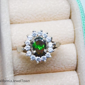Natural Black Opal Halo Engagement Ring-Sterling Silver Ethiopian Opal Anniversary Ring For Women- October Birthstone- Proposal Ring For Her