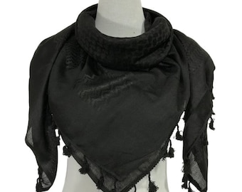 Palestine Black Keffiyeh Kufiya Scarf (48*48) Free Palestine Traditional Shemagh Tassels Arafat Hatta Arab Style Headscarf for Men and Women