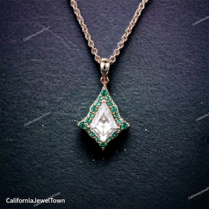Kite Moissanite necklace solid 14k 18k rose gold vintage unique dainty Personalized pendant for women her anniversary bridal gift mother