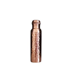 Handmade Copper Water Bottle Handcrafted - Ayurveda Health Benefits, Easy to carry for Sports Fitness, Yoga, Travel, Hiking, Gym, Office