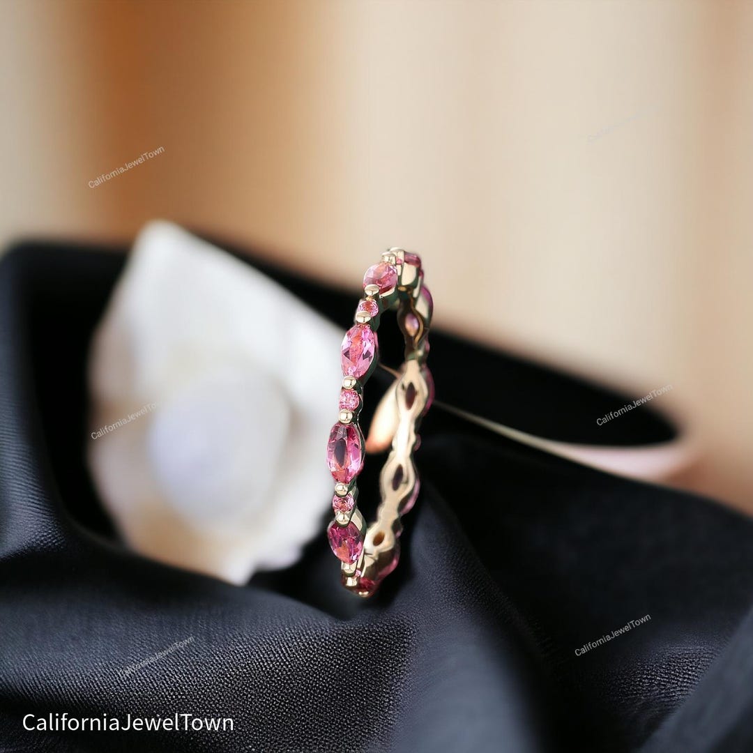 Marquise Cut Ruby Wedding Band, Ruby Engagement Ring, Full Eternity ...