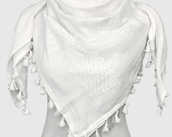 Palestine Black Keffiyeh Kufiya Scarf (48*48) Free Palestine Traditional Shemagh Tassels Arafat Hatta Arab Style Headscarf for Men and Women