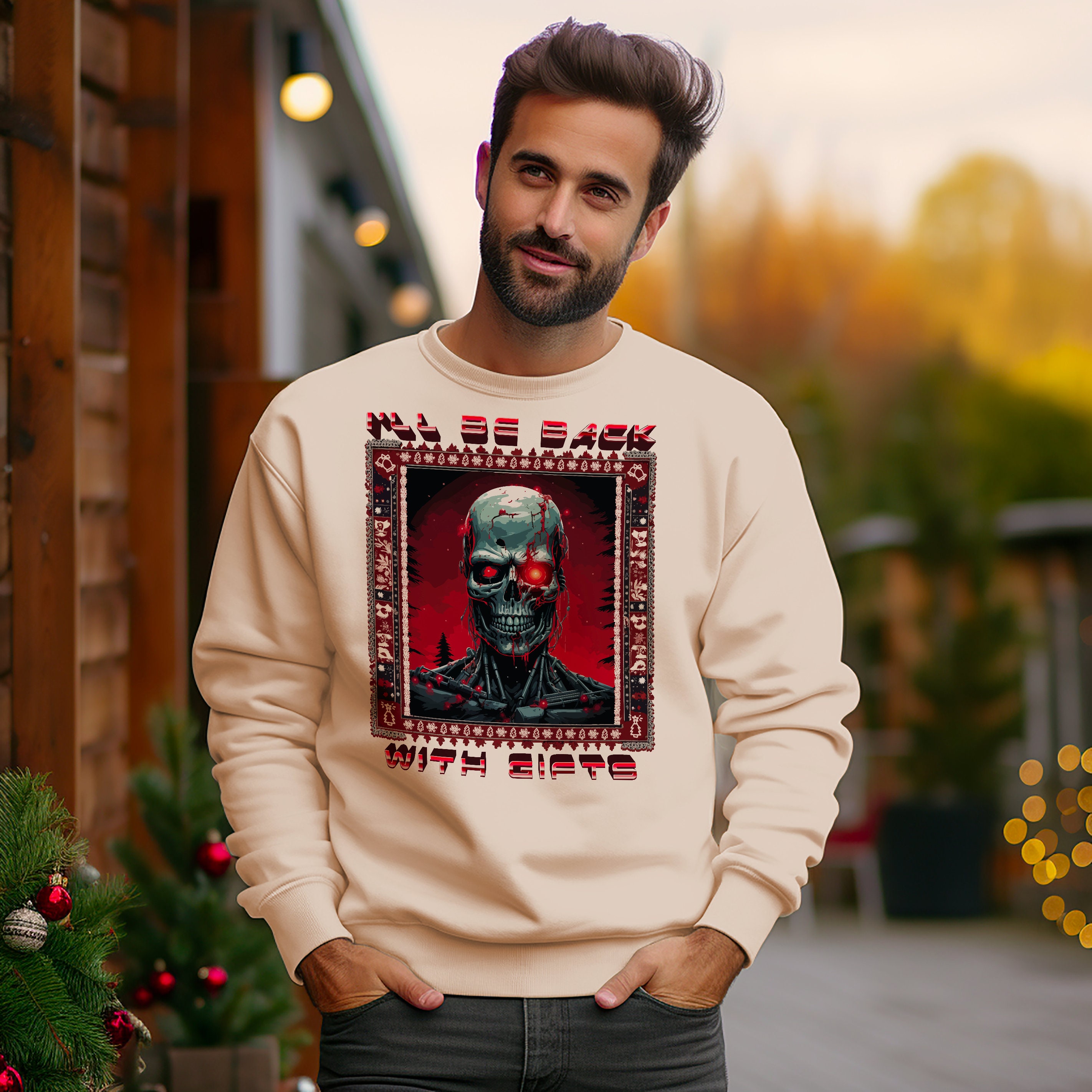 I ll Be Back With Gifts Terminator Christmas Sweatshirt Etsy UK