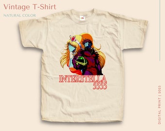 Camiseta Vintage Interstella 5555 V2 color NATURAL Hombre Mujer Camiseta Unisex Impresión Digital Tallas S M L XL 2XL 3XL 4XL 5XL