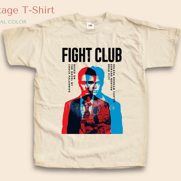 Vintage TShirt Fight Club V2 NATURAL color Men Woman Unisex T-Shirt Digital Print Sizes S M L XL 2XL 3XL 4XL 5XL