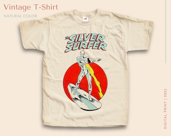 Vintage TShirt The Silver Surfer NATURAL color Men Woman Unisex T-Shirt Digital Print Sizes S M L XL 2XL 3XL 4XL 5XL