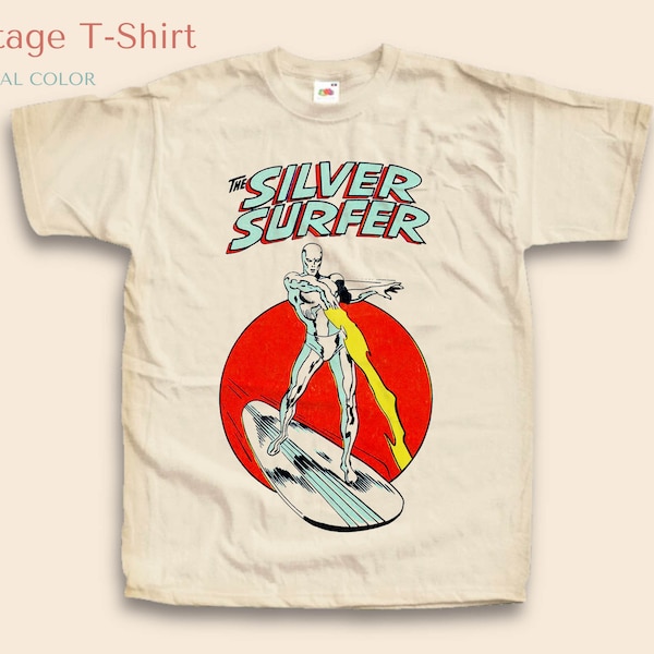 Vintage TShirt The Silver Surfer NATURAL color Men Woman Unisex T-Shirt Digital Print Sizes S M L XL 2XL 3XL 4XL 5XL