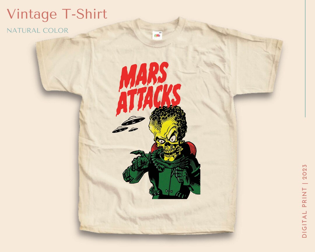 Vintage Tshirt Mars Attack NATURAL Color Men Woman Unisex T Vintage Tshirt Mars Attack NATURAL Color Men Woman Unisex T