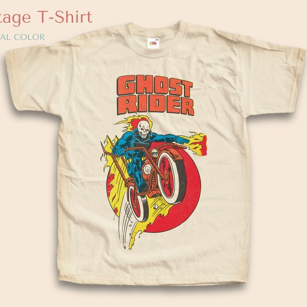 Vintage TShirt Ghost Rider NATURAL color Men Woman Unisex T-Shirt Digital Print Sizes S M L XL 2XL 3XL 4XL 5XL