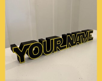 3D printed Space style custom name plate