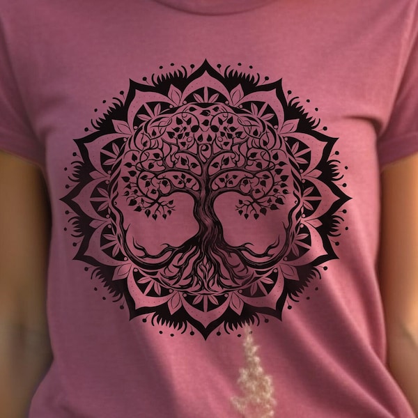 Tree of Life Shirt, Mandala Tee, Yoga Zen T Shirt, Spiritual Shirt, Meditation Shirt, Boho Lotus Tee, Hippie Tree of Life Shirt, Mandala Tee