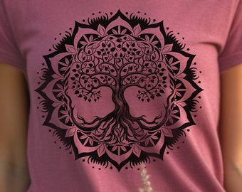 Tree of Life Shirt, Mandala Tee, Yoga Zen T Shirt, Spiritual Shirt, Meditation Shirt, Boho Lotus Tee, Hippie Tree of Life Shirt, Mandala Tee