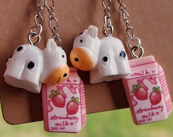 Boucles d'Oreilles Vache Fraise