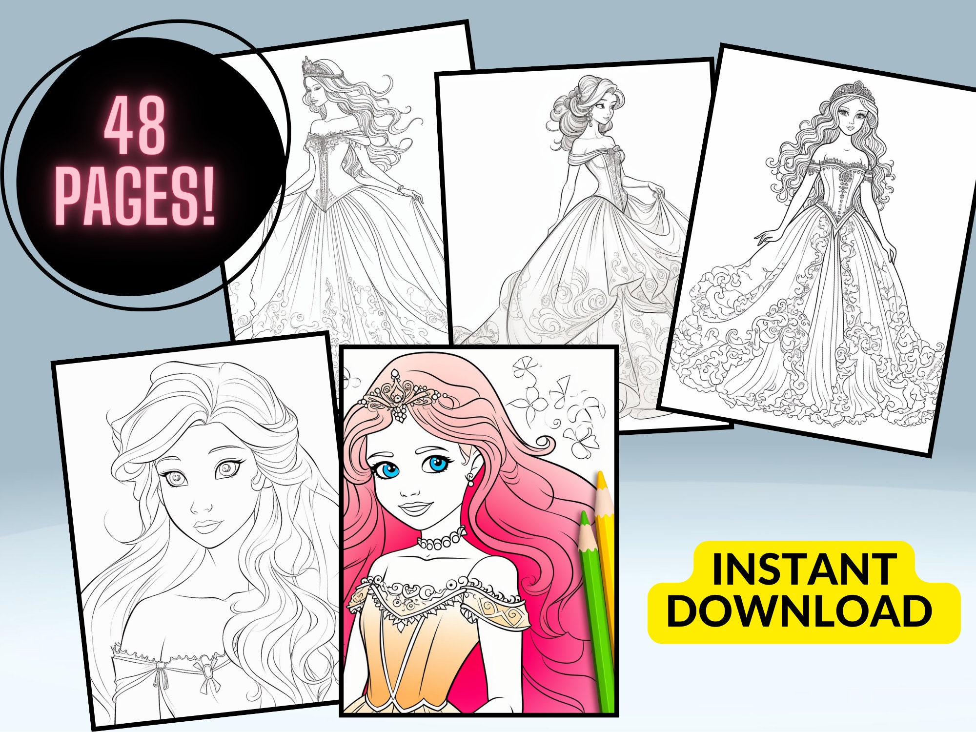 Coloring Book Pages Princess - Etsy