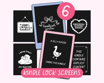 6 Kindle Lock Screens Bundle, Ready-Made Full Screen No Borders Digital Download Kindle Wallpapers, Bookish Aesthetic Kindle Accessories