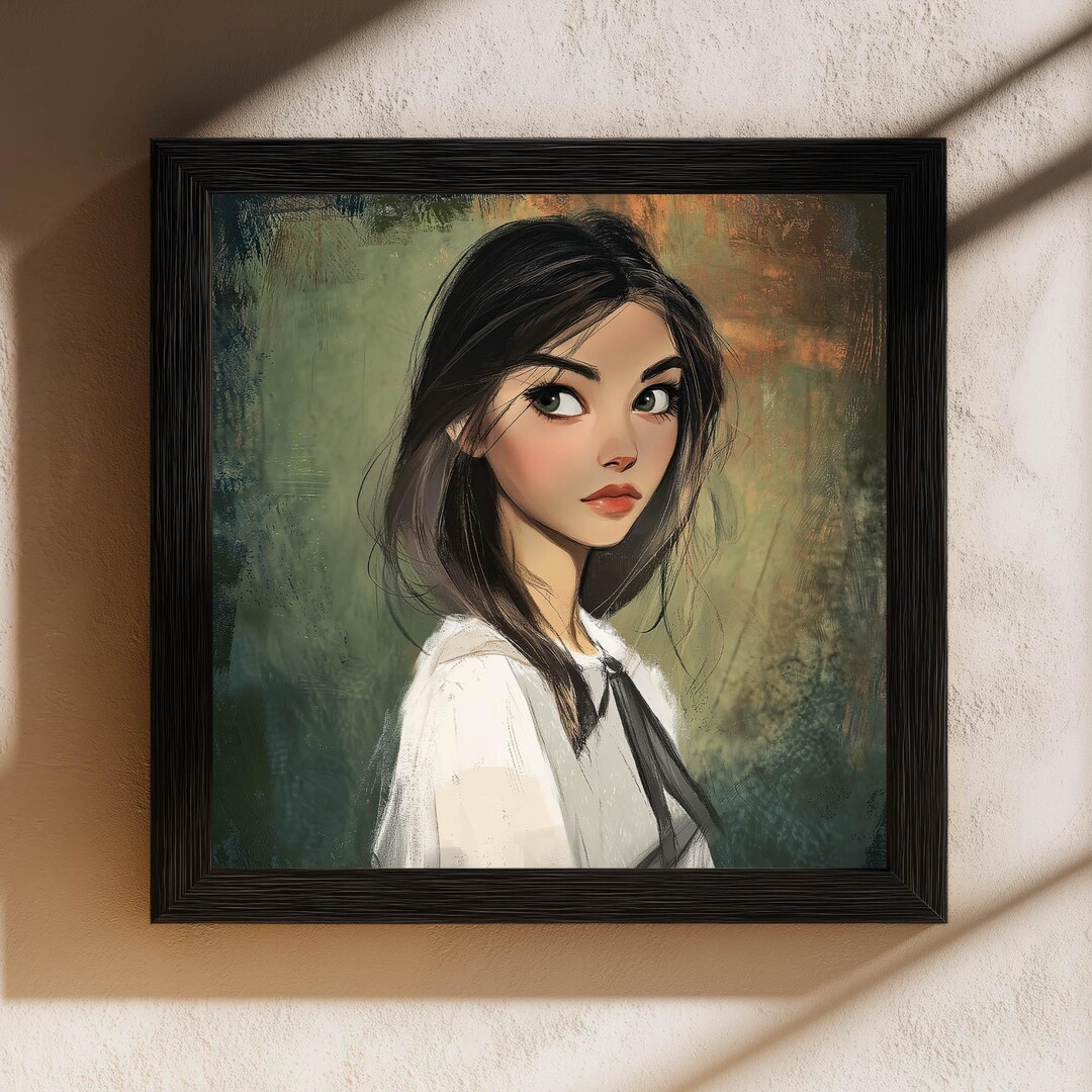 Modern Feminine Portrait – Square Wall Art – Minimalist Bedroom Decor ...