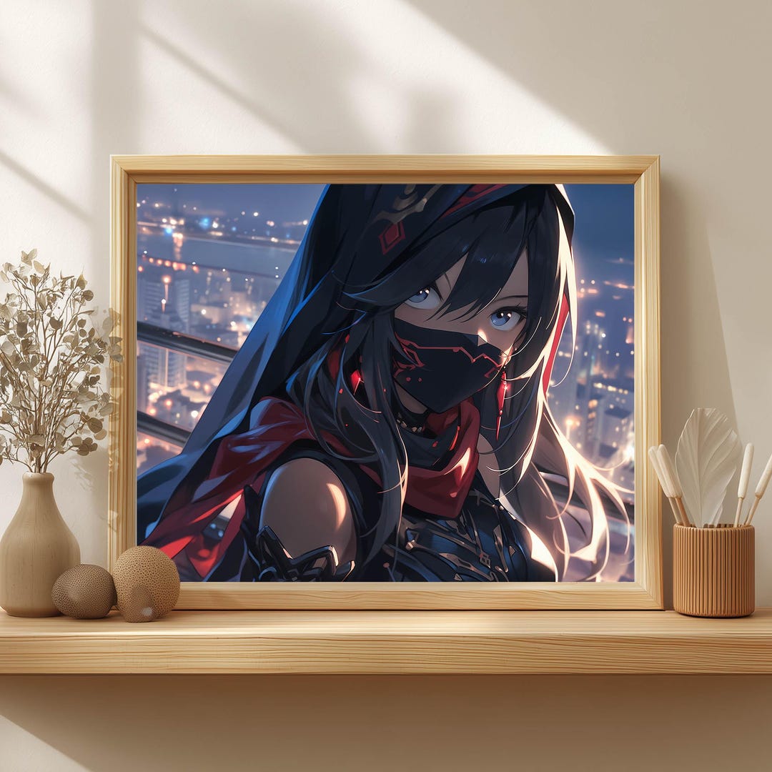 Anime Assassin Mural – Dark & Mystical – Atmospheric Wall Art – AI Art ...