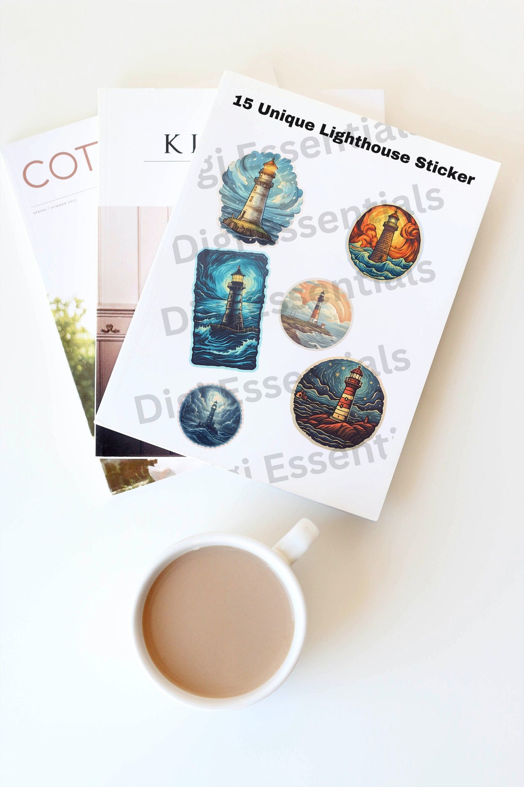 Lighthouse Sticker, Digital Instant Download, Ready to Print, 15 Unique ...
