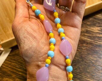 Violet and Dawn Beaded Necklace: Vintage Acrylic and New Czech beads