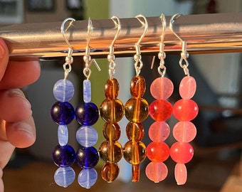 Bubble Beads Earrings: Dangle with new Czech and Vintage Japanese beads