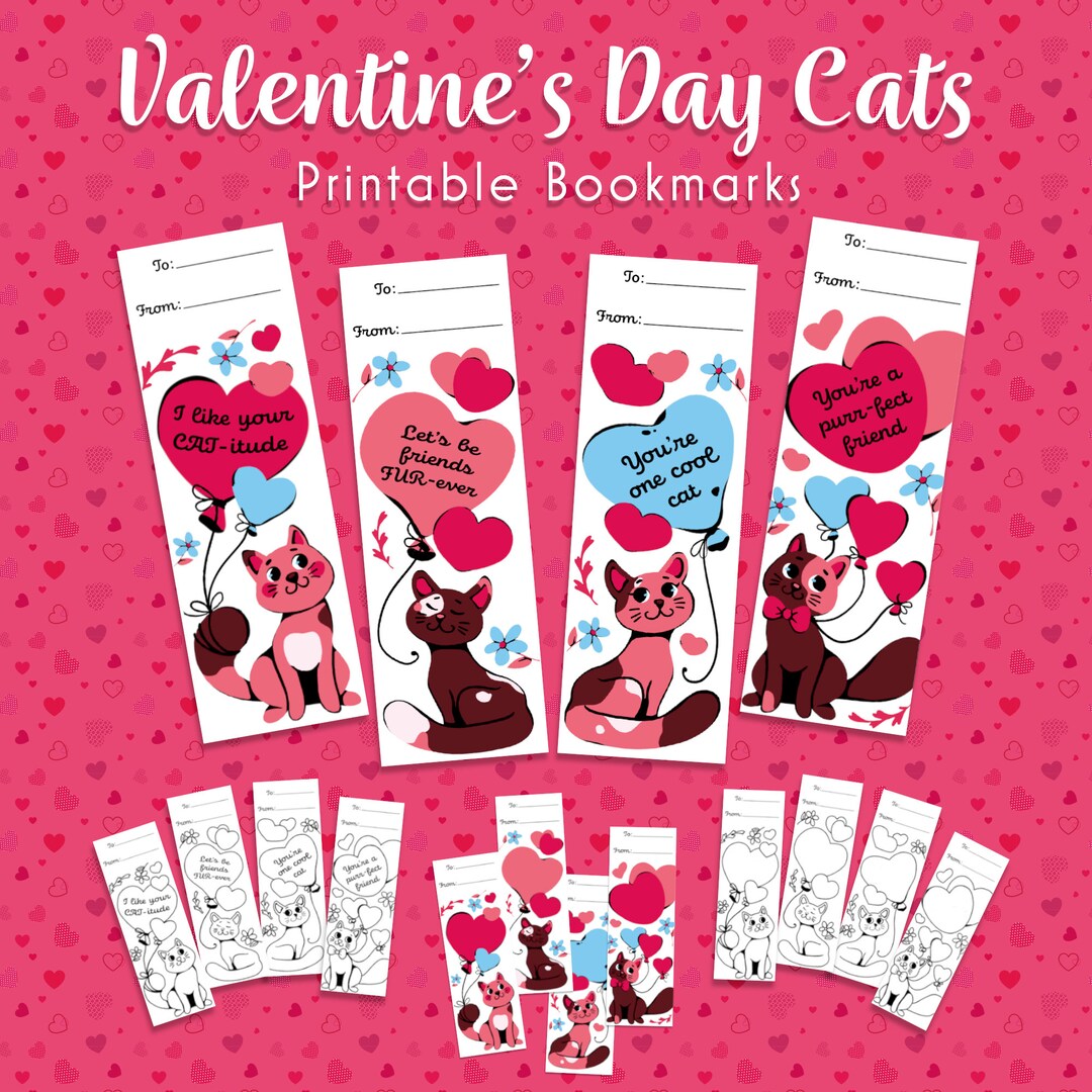 Valentine's Day Bookmarks for Kids, Color Your Own Valentine Bookmark