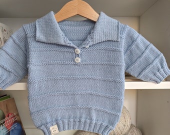 Jude Baby Sweater Knitting Pattern | PDF Knitting Pattern | Newborn - 24 months