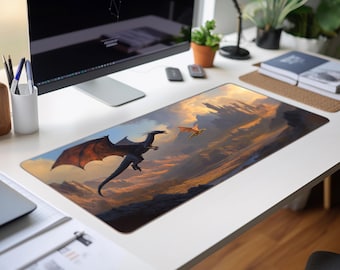 Alfombrilla de escritorio Tairn y Andarna de Fourth Wing, Escuela de Guerra de Basgiath, Violet Sorrengail, Xaden Riorson, Iron Flame, Onyx Storm, productos de Rebecca Yarrow