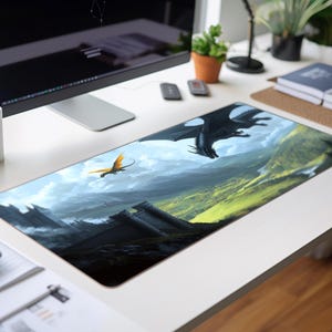 Fourth Wing Tairn and Andarna Desk Mat, Basgiath War College, Violet Sorrengail, Xaden Riorson, Iron Flame, Onyx Storm, Rebecca Yarrow Merch