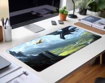 Alfombrilla de escritorio Tairn y Andarna de Fourth Wing, Escuela de Guerra de Basgiath, Violet Sorrengail, Xaden Riorson, Iron Flame, Onyx Storm, productos de Rebecca Yarrow