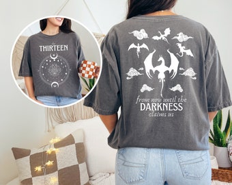 TOG La camiseta de los trece wyverns Trono de cristal, desde ahora hasta que la oscuridad nos reclame Manon Blackbeak Ironteeth Witches, Dorian Havilliard