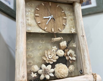 Handmade wooden rustic clock