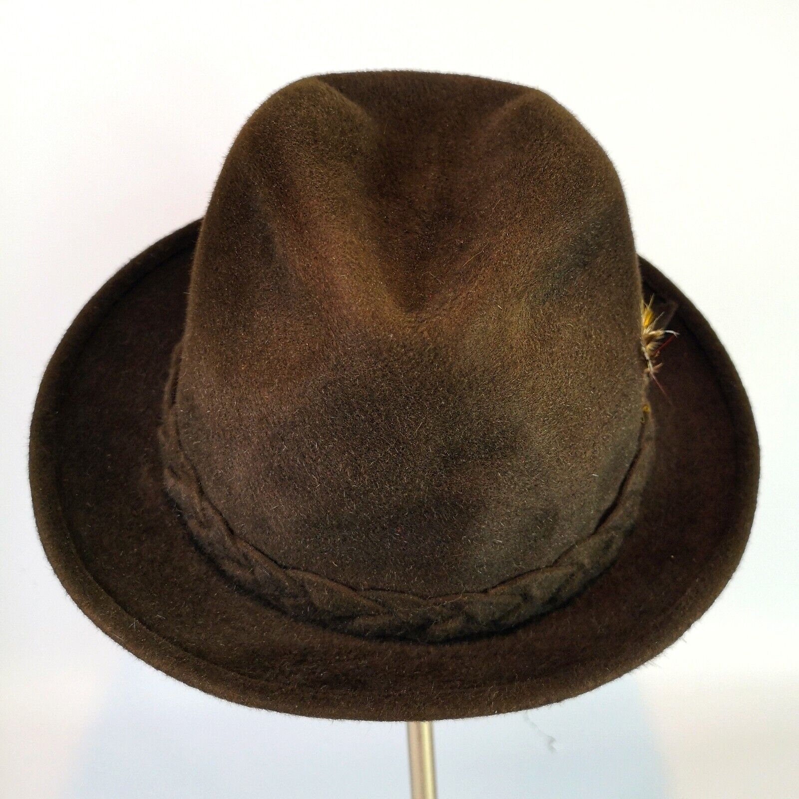 Vtg Royal Biltmore 60s Classic Fedora Hat Felt/fur Brown Feather ...