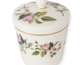 sucrier vintage Wedgwood Hathaway avec couvercle, porcelaine d'Angleterre, avec motif rose rose, en parfait état, service à thé, sucrier