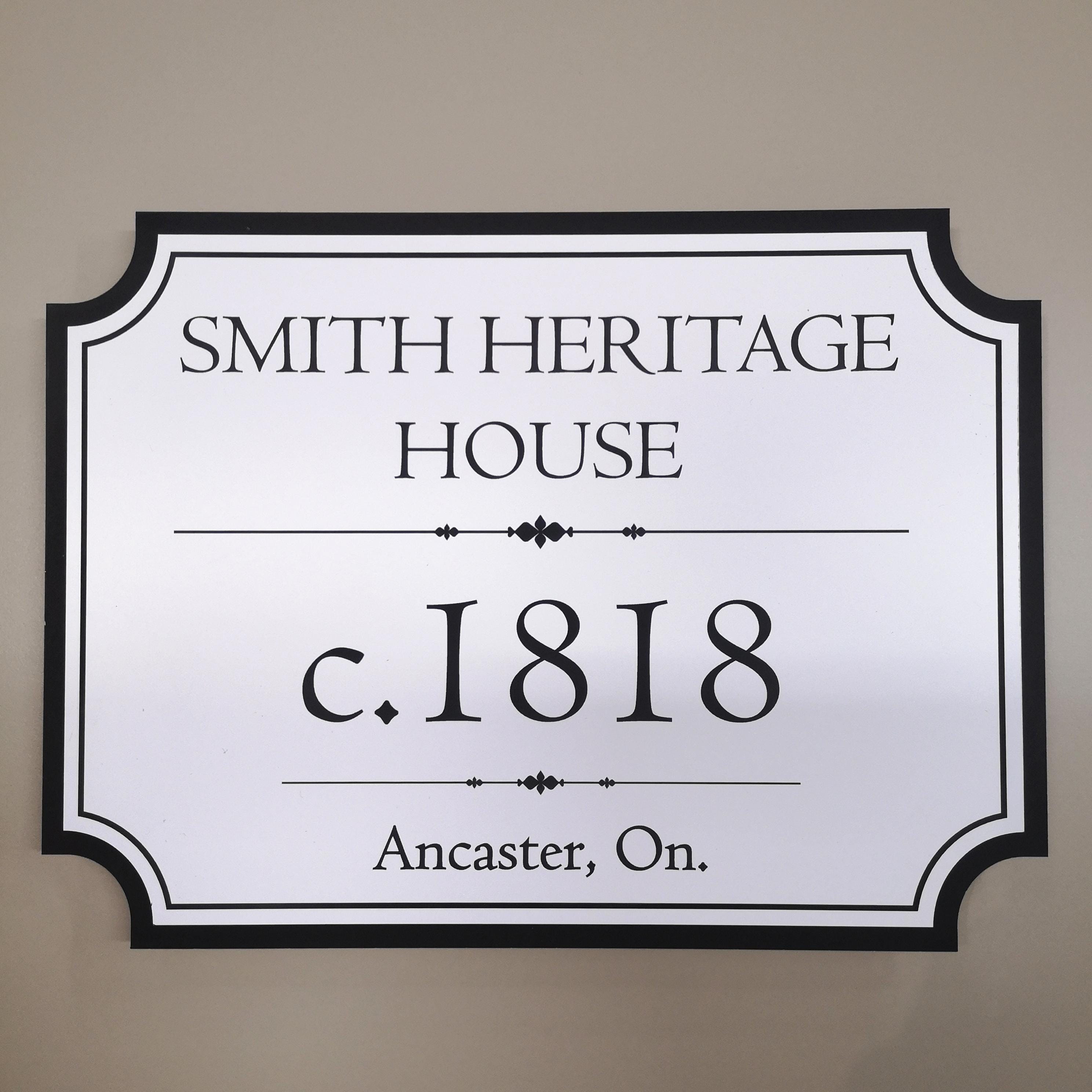 Heritage House Plaque, Black and white Address sign, Historical Home Sign, Personalized address plaque, Customized House Age year dated sign