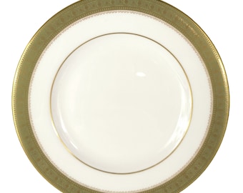 Patrón Vintage Royal Doulton Belvedere H.5001, plato de ensalada de 8", 4 disponibles, borde verde oliva y dorado, años 60-80, plato de servicio lateral