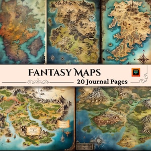 Páginas de álbum de recortes de mapas de fantasía, kit de diario basura del Reino de las Hadas, accesorios y efímeras para juegos de D&D y cosplay, descarga digital