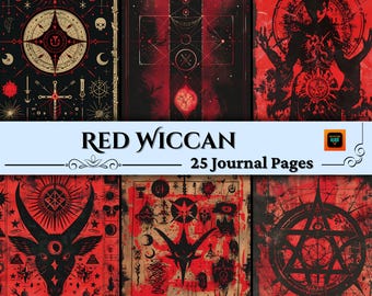 Red Witchcraft Junk Journal Pages, Digital Scrapbook Paper Kit, Witch Spell Printable, Gothic BOS Collage Sheet, Vintage Wicca Ephemera