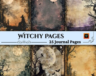 Witch Junk Journal Kit, Witchy Scrapbook Pages, Wicca Crafting Ephemera, Book Of Shadows, Grimoire, Digital Printable Sheet, Halloween