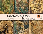 Fantasy Map Bundle 2 Scrapbook Pages, Fairy Kingdom Junk Journal Kit, DnD Gaming And Cosplay Prop And Ephemera, Digital Download
