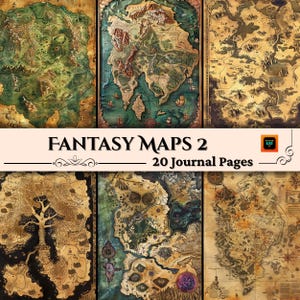 Fantasy Map Bundle 2 Scrapbook Seiten, Fairy Kingdom Junk Journal Kit, DnD Gaming Und Cosplay Requisite und Ephemera, digitaler Download