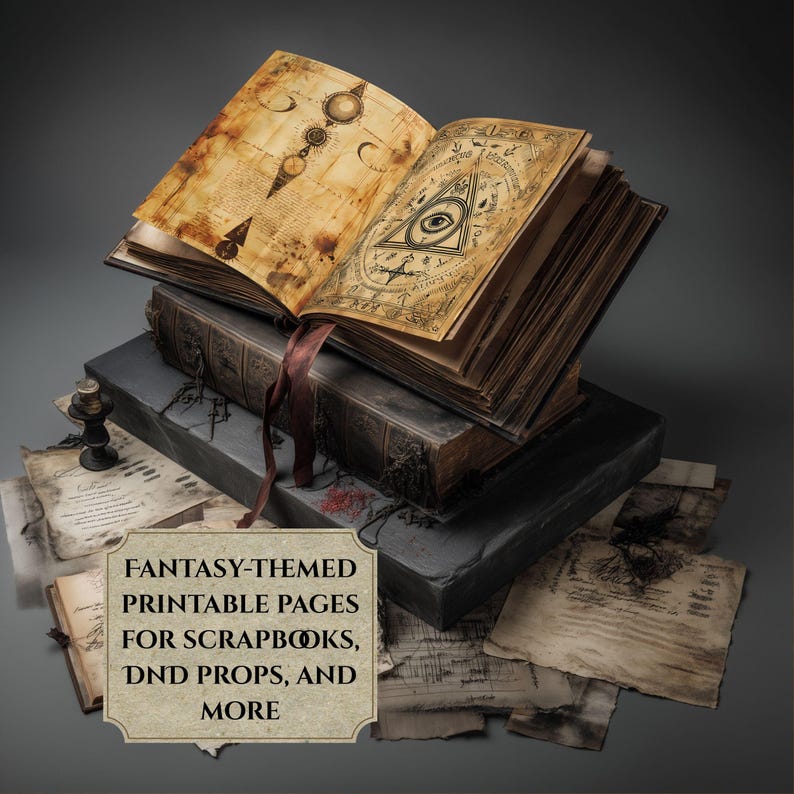 Book of Witchcraft Junk Journal Pages, Digital Scrapbook Paper Kit ...