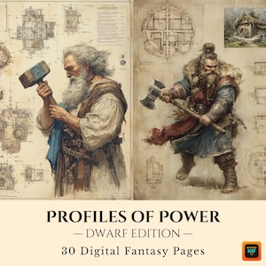 Fantasy Dwarf Art, Fantasy Scrapbook Pages, Grimoire Printable Sheets, Gaming Prop, Worldbuilding, Collage Paper, Junk Journal, DnD Art