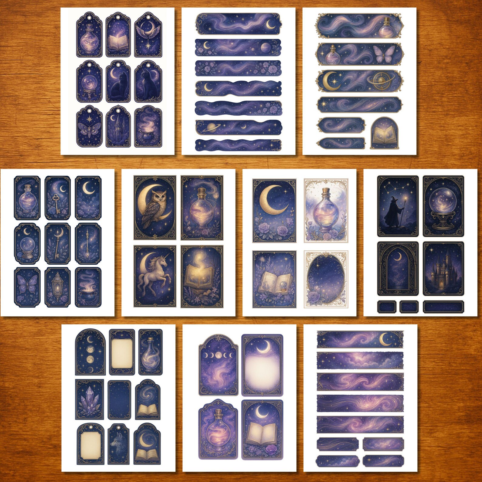 Wax and Wyrd Ephemera Kit, Celestial Printable Tags & Labels, Mystical ...