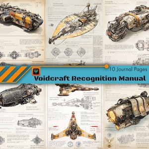 Sci-Fi Starship Blueprints for Junk Journals, RPG Handouts & Scrapbook Ephemera – 10 Printable Spaceship Lore Pages, Cosplay Props