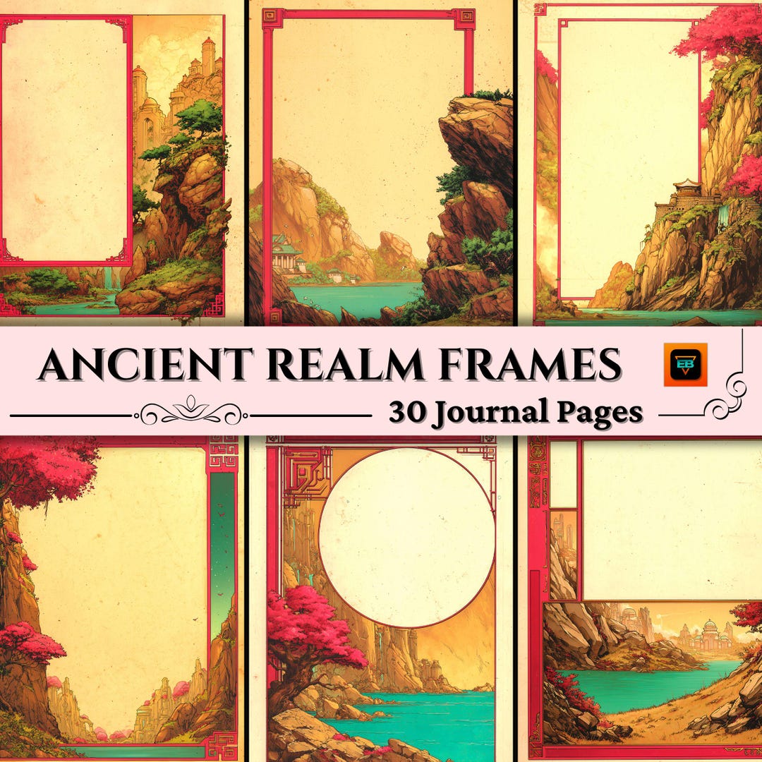 Fantasy Framed Junk Journal Pages, Background Scrapbook Paper ...