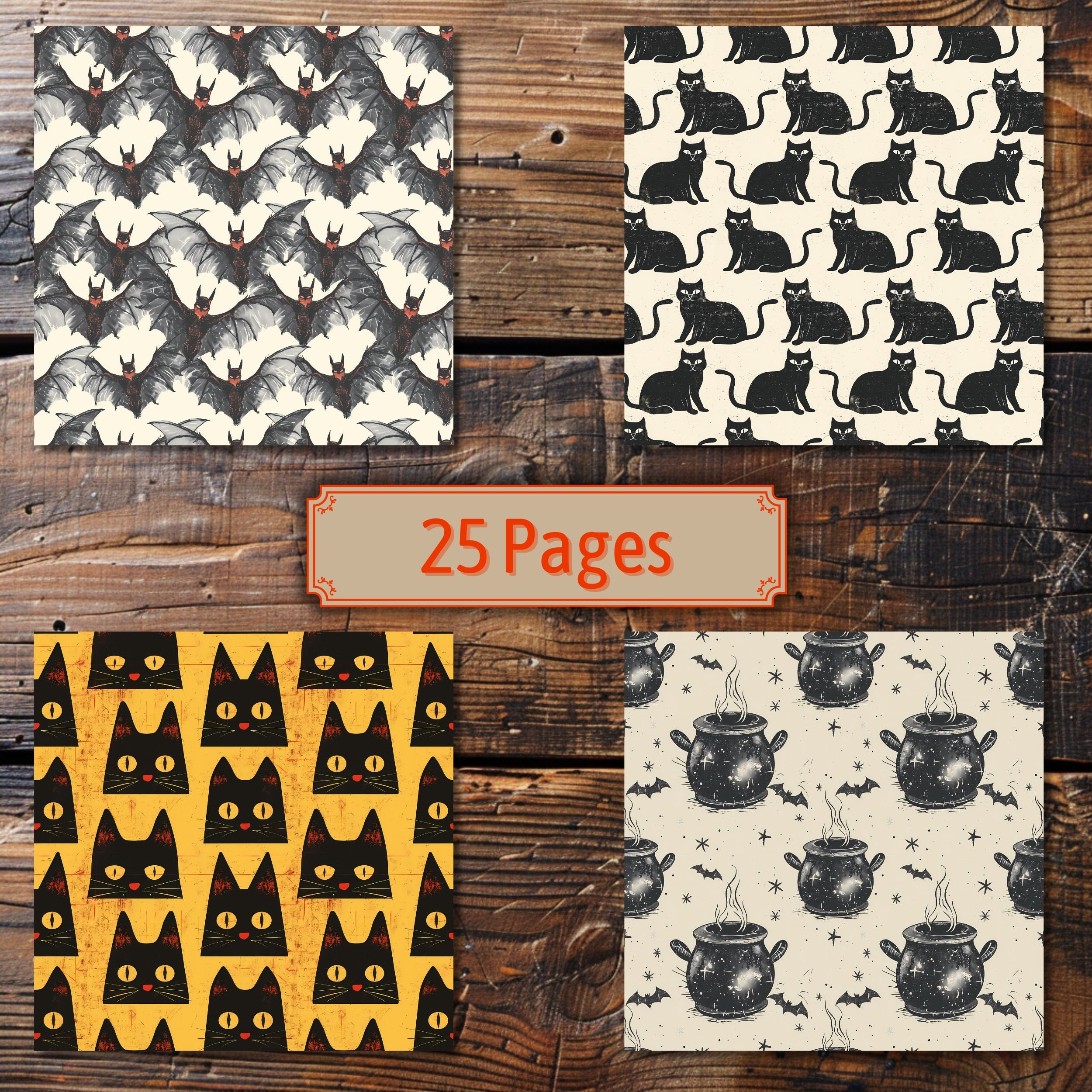 Vintage Halloween Seamless Digital Papers, Vintage Sheets, Digital ...