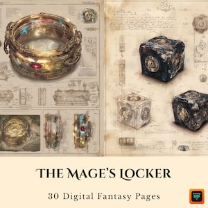 Magische Artikel Blaupausen, Fantasy Relikt Ephemera Seiten, DnD Journal Kit, Printable DnD Journal Kit, RPG Scrapbook Art, Cosplay Prop Design, BOS, World Building
