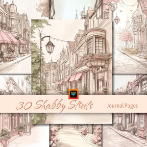 Shabby Chic Streets Junk Journal Kit, Printable Vintage Journal Pages, Victorian Ephemera, Digital Download, Distressed Paper, Scrapbook