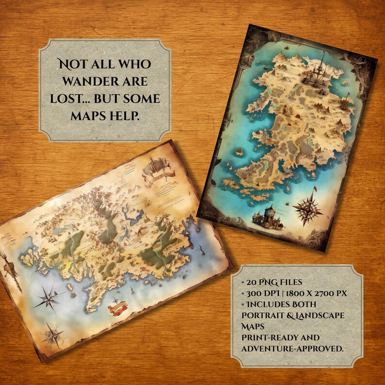 Fantasy Map Scrapbook Pages, Fairy Kingdom Junk Journal Kit, DnD Gaming And Cosplay Prop And Ephemera, Digital Download image 6