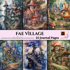 Fae Forest Village Scrapbook Pages, Fairy Forest Journal Kit, Fantasy Collage Printables, Digital Woodland Kit, Fairy Seasons Collection